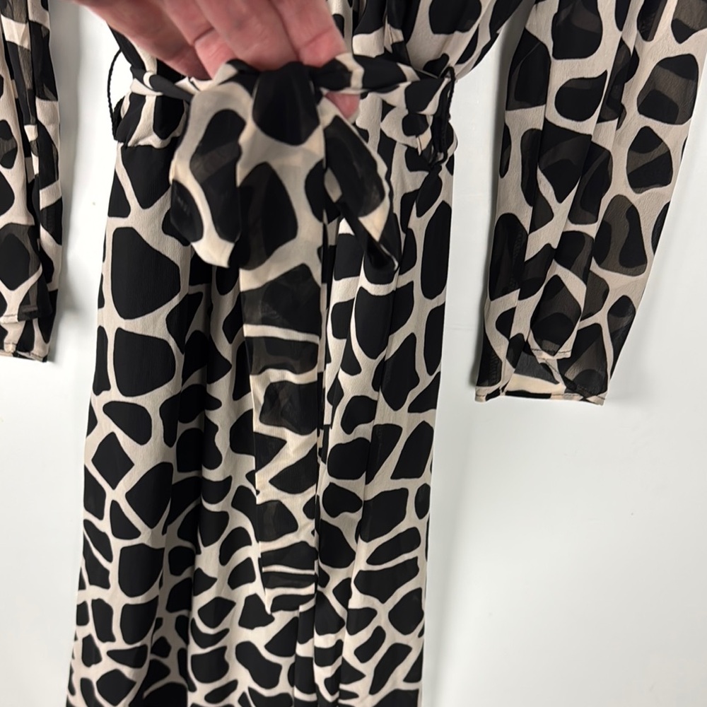 Bar III Animal Print Peek a Boo Sleeve Maxi NWT SZ S self tie Party Cocktails - Picture 8 of 12
